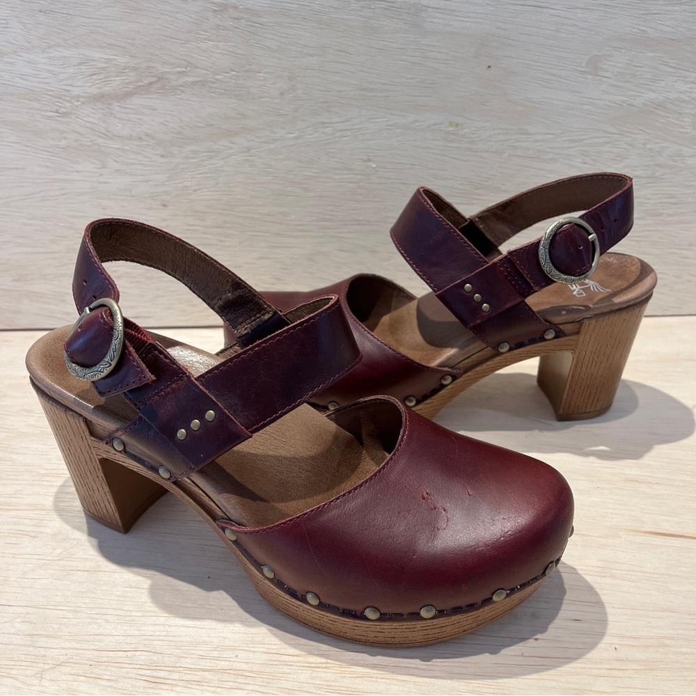 Dansko Burgundy Leather Clogs